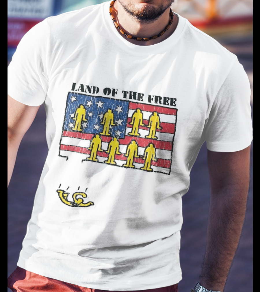 Land Of The Free USA Flag With Yellow Figures And Stars T-Shirt