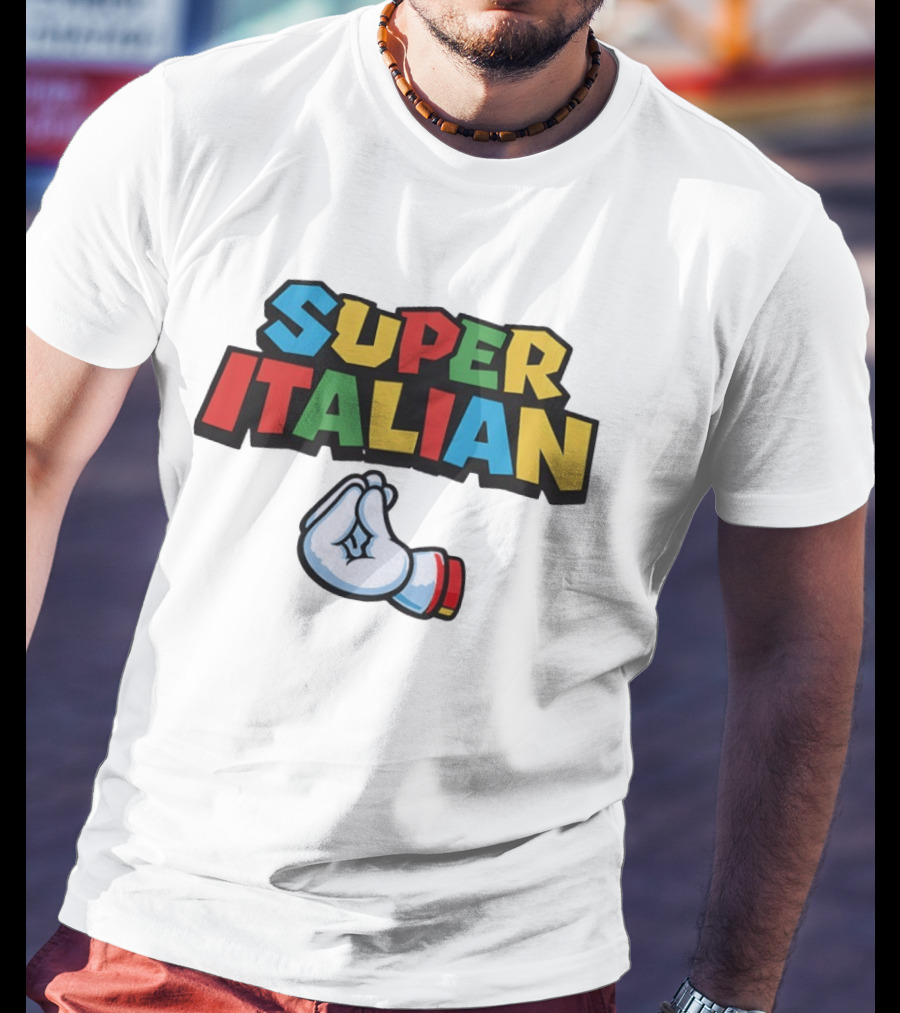 Super Italian Hand Gesture Colorful Letters T-Shirt