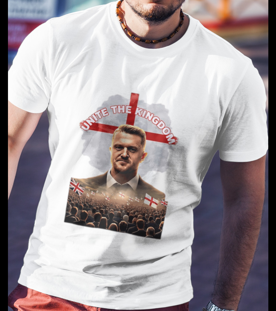 Unite The Kingdom Tommy Robinson England Flag Crowd T-Shirt