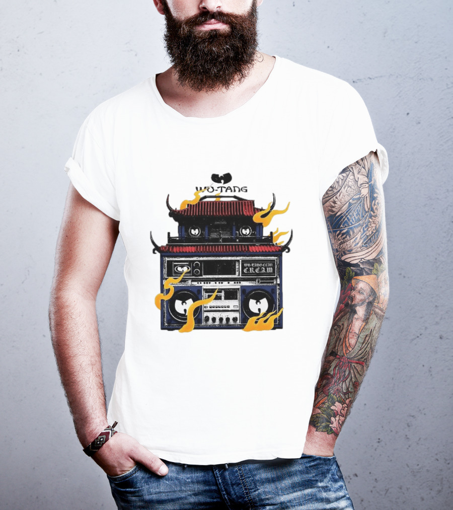 Wu Tang PRNT Boombox C.R.E.A.M. Flames Chinese Temple Style Audio T-Shirt