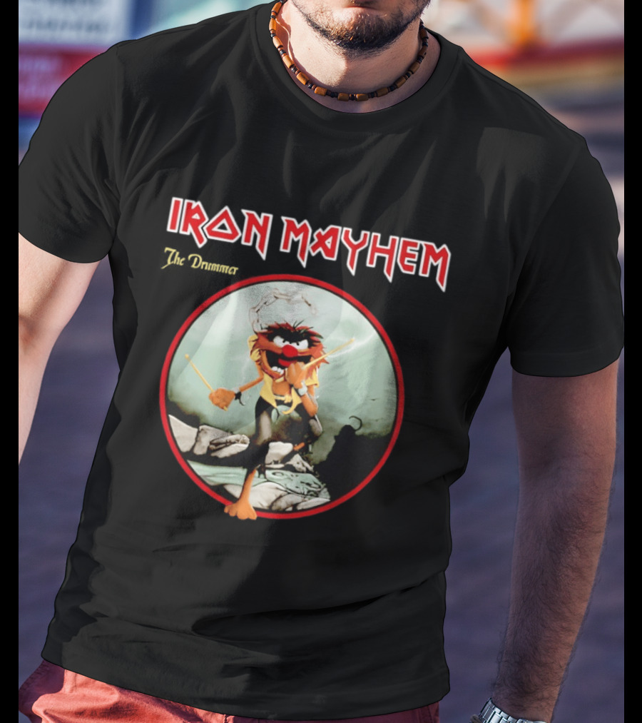 Animal The Muppets Iron Mayhem Rock Band Drummer T-Shirt