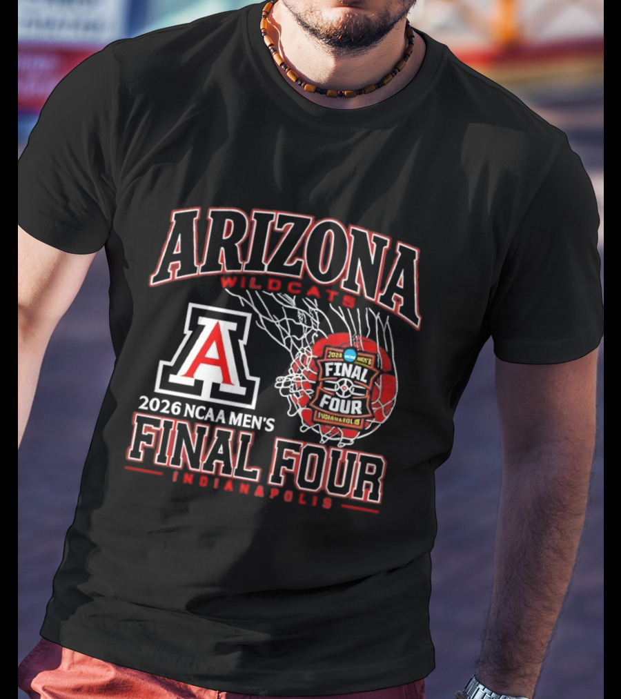Arizona Wildcats 2026 NCAA Men's Final Four Indianapolis Basketball Hoops Action T-Shirt