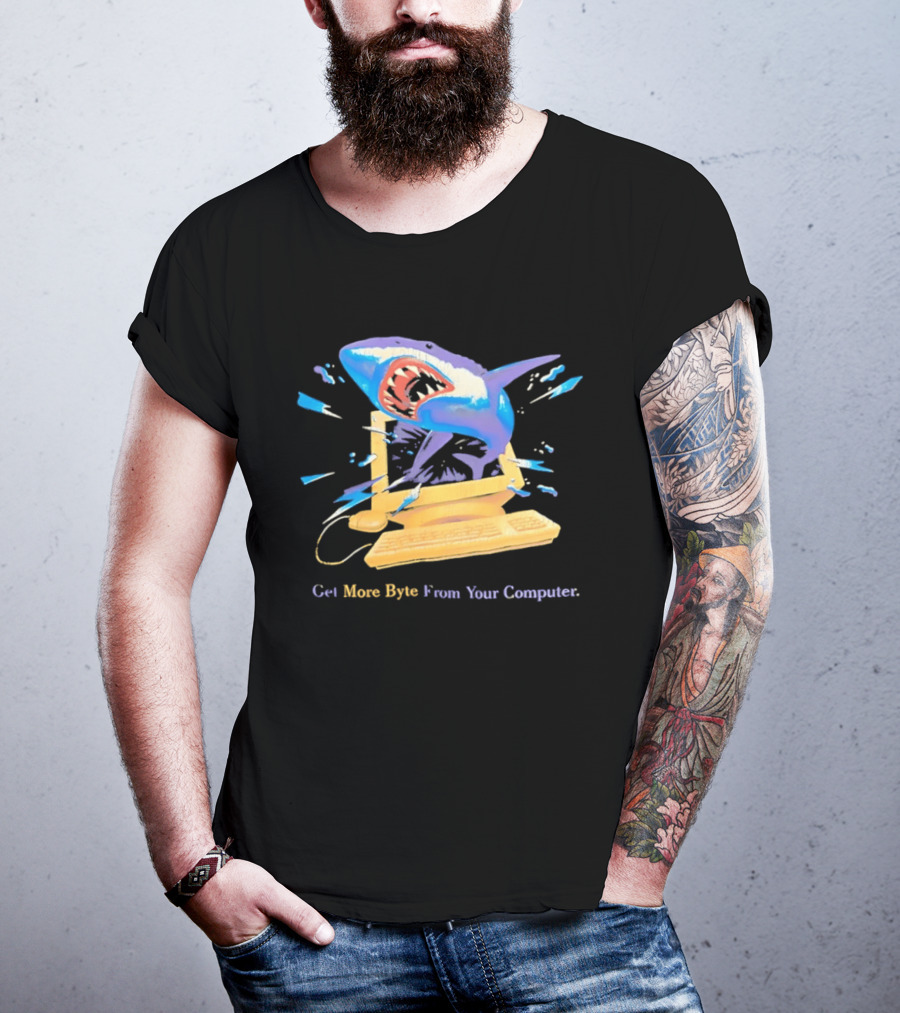 Get More Byte From Your Computer Shark Breaking Through Screen T-Shirt