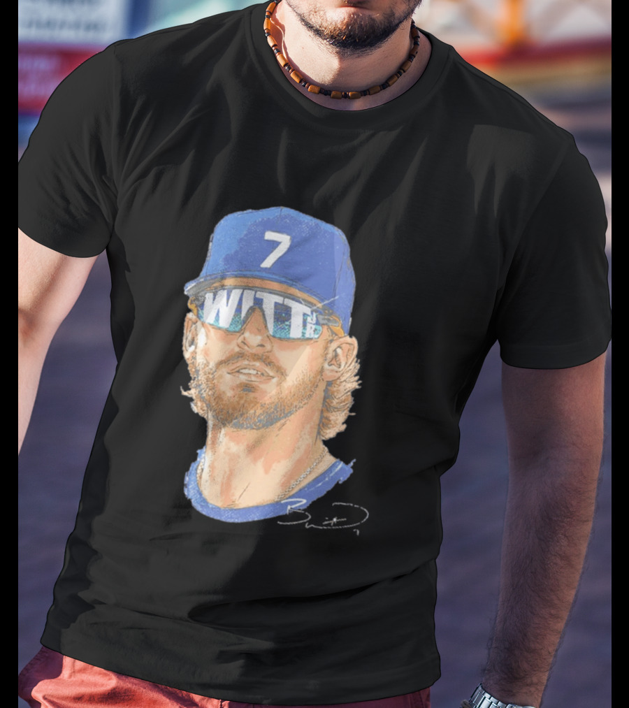 Bobby Witt Jr Kansas City Royals Sunglasses Blue Cap Number 7 T-Shirt