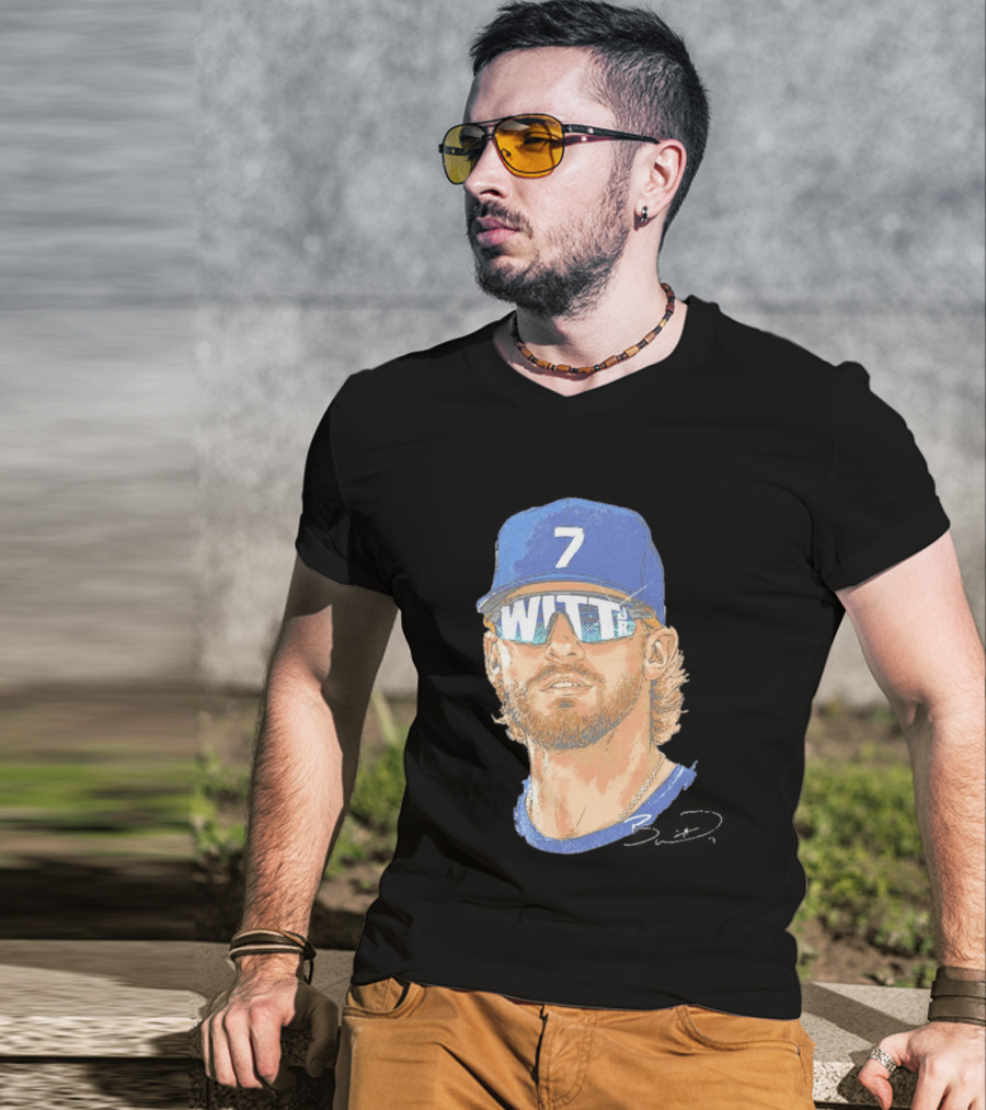 Bobby Witt Jr Kansas City Royals Sunglasses Blue Cap Number 7 T-Shirt