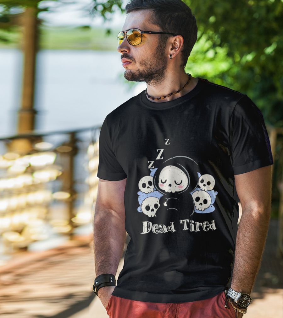 Grim Reaper Sleeping Among Skulls Dead Tired With ZZZ T-Shirt
