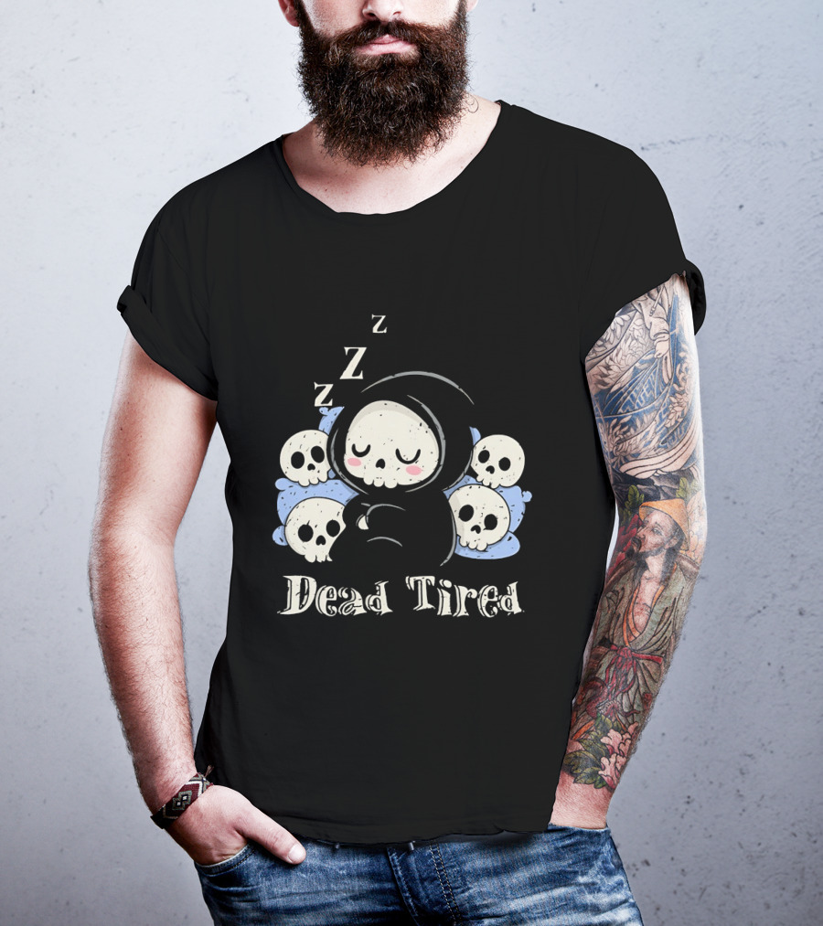 Grim Reaper Sleeping Among Skulls Dead Tired With ZZZ T-Shirt