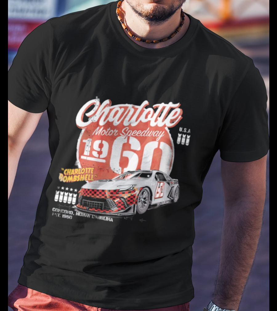 Charlotte Motor Speedway 1960 Bombshell Classic Racing USA T-Shirt
