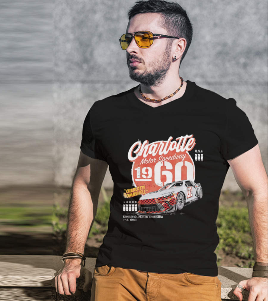 Charlotte Motor Speedway 1960 Bombshell Classic Racing USA T-Shirt