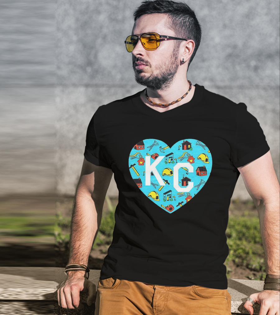 Habitat For Humanity Kansas City KC Heart With Tools And Houses T-Shirt