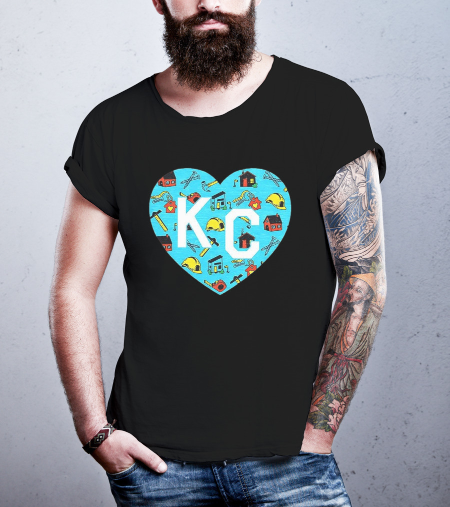 Habitat For Humanity Kansas City KC Heart With Tools And Houses T-Shirt