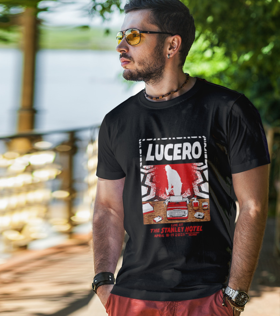 LUCERO Estes Park CO 2026 Red Typewriter Scene T-Shirt