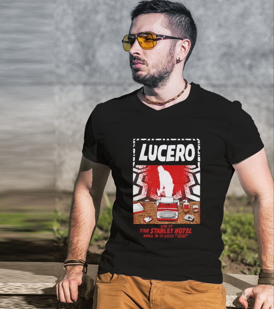 LUCERO Estes Park CO 2026 Red Typewriter Scene T-Shirt