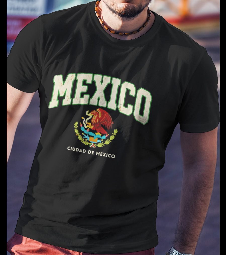 Mexico Ciudad De México 2026 Soccer Emblem With Mexican Coat Of Arms T-Shirt