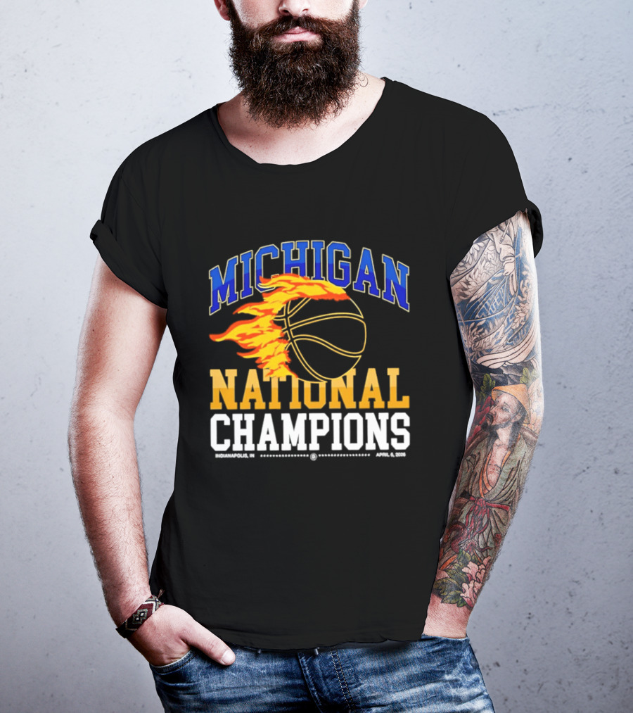 Michigan Basketball National Champions Fireball T-Shirt