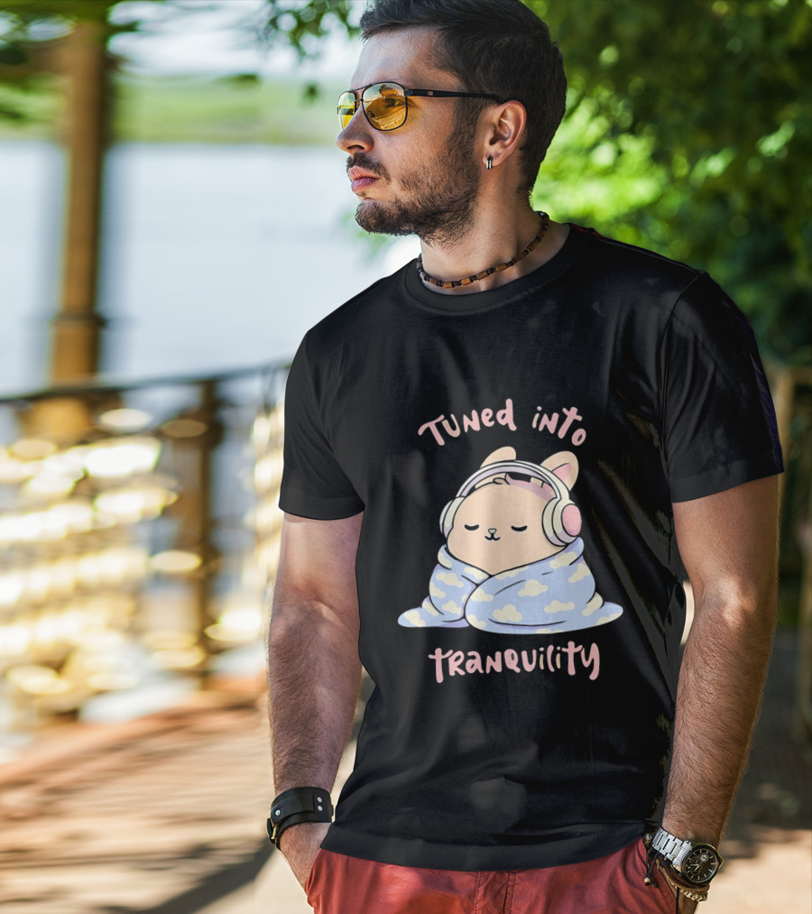 Tuned Into Tranquility Chill Bunny With Headphones T-Shirt