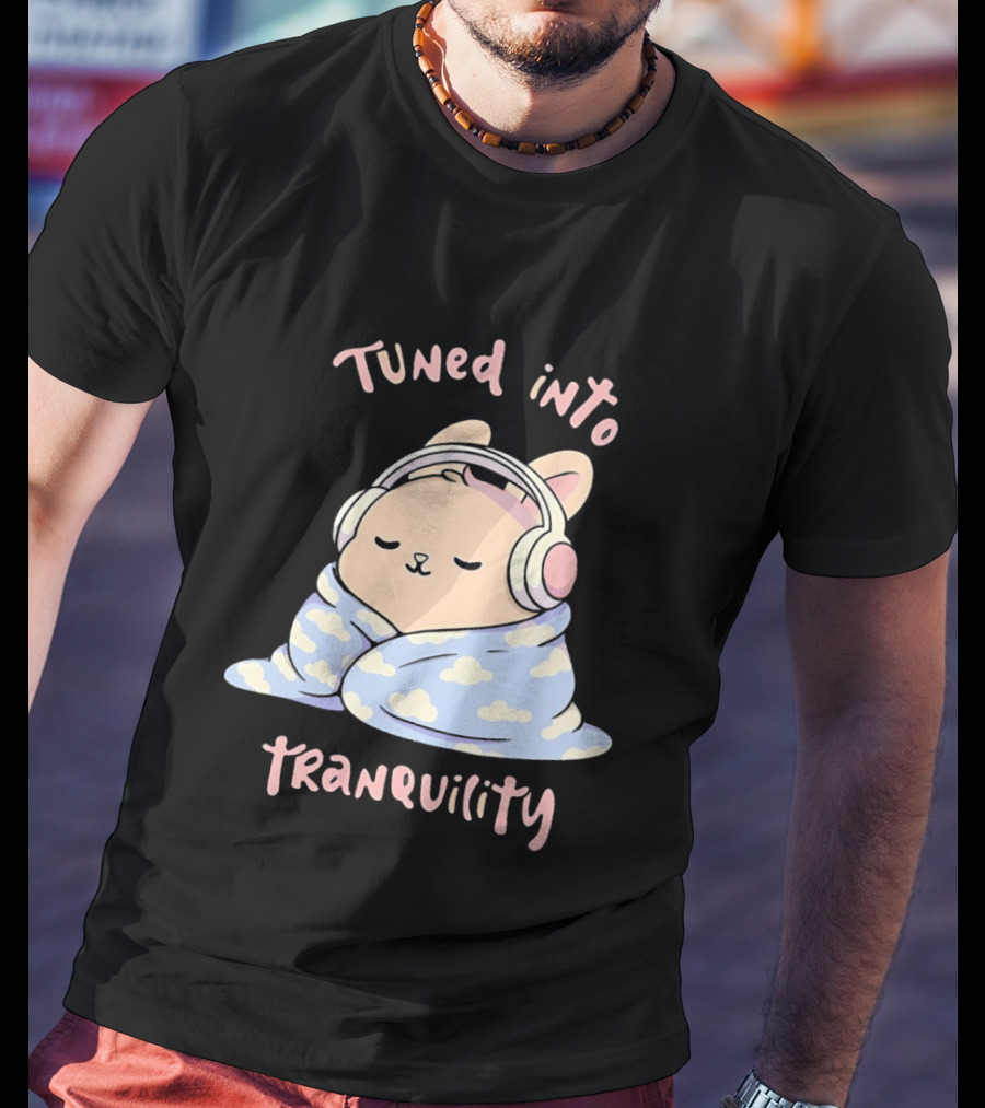 Tuned Into Tranquility Chill Bunny With Headphones T-Shirt