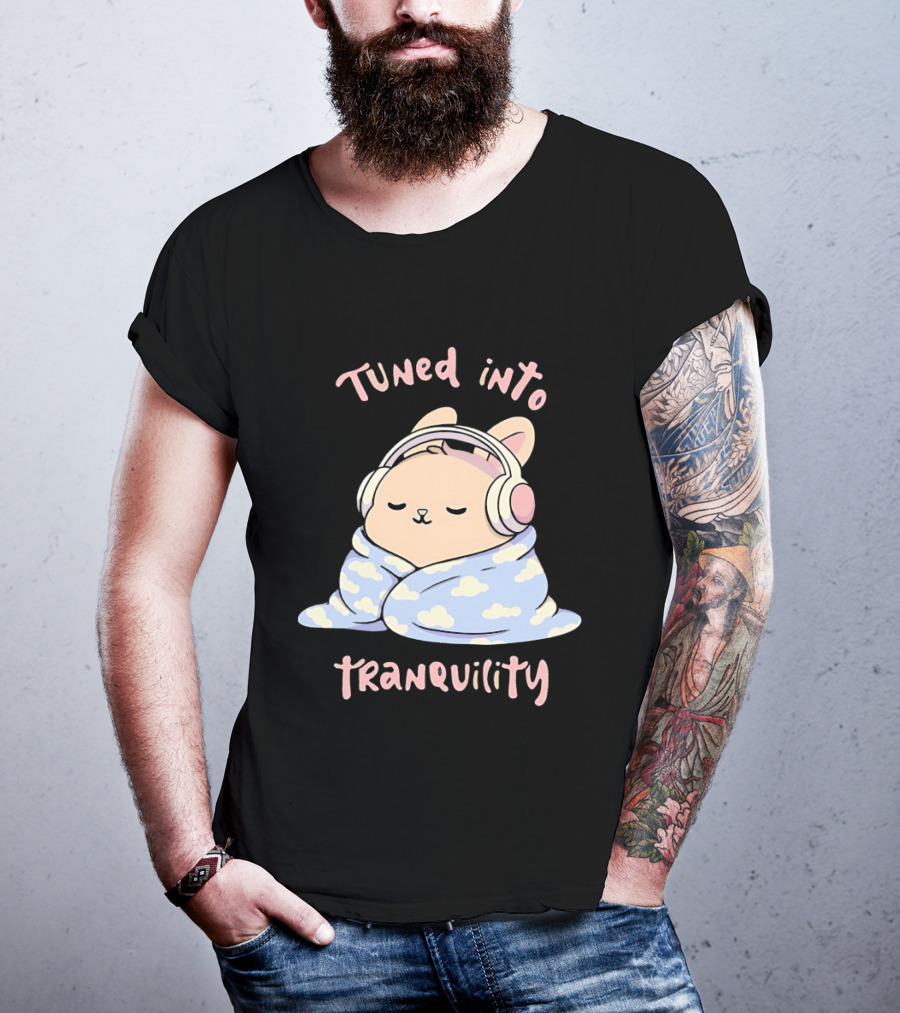 Tuned Into Tranquility Chill Bunny With Headphones T-Shirt