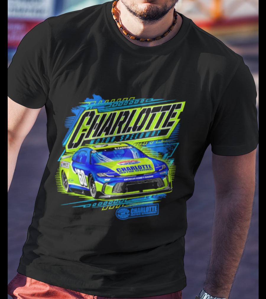 Charlotte Motor Speedway Neon Car Racing Experience T-Shirt
