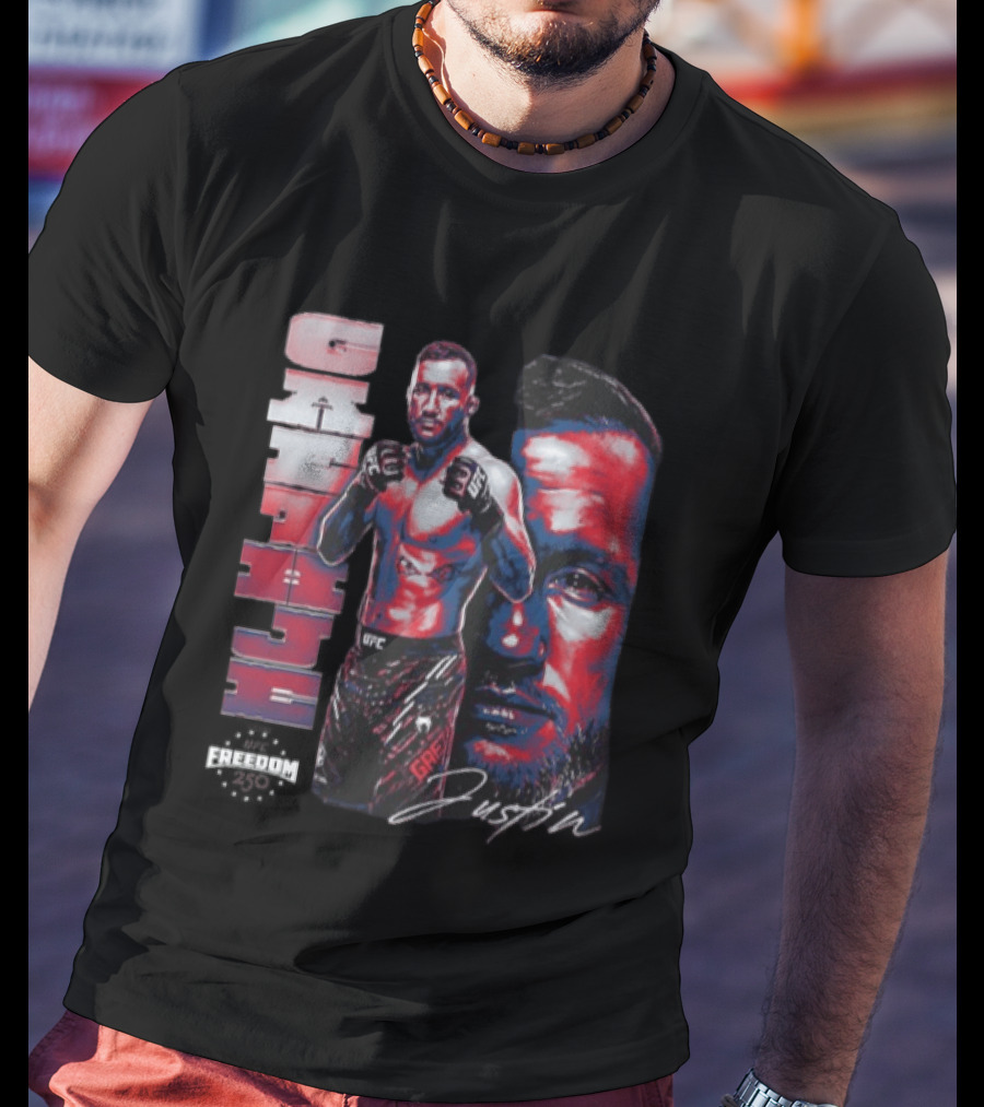 Justin Gaethje UFC Fighter Portrait And Name T-Shirt