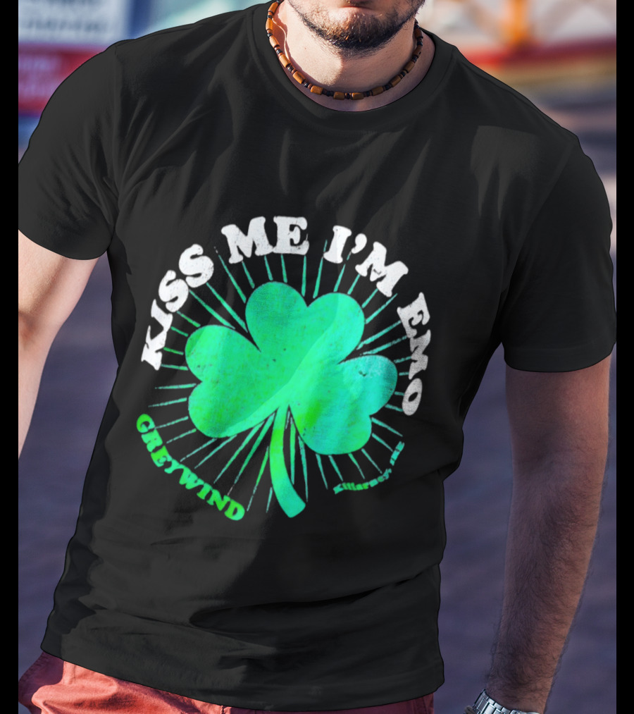 Kiss Me I'm Emo Greywind Shamrock Killarney Ireland T-Shirt