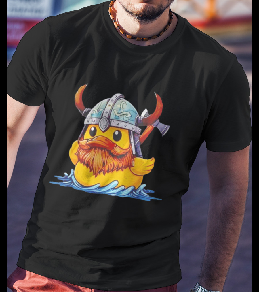 Viking Warrior Rubber Duck With Horned Helmet And Axe T-Shirt