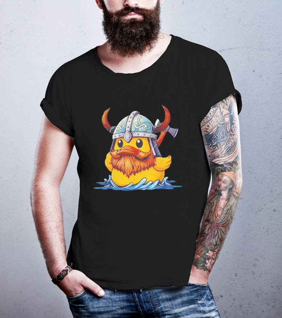 Viking Warrior Rubber Duck With Horned Helmet And Axe T-Shirt