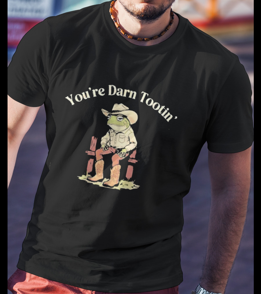You're Darn Tootin' Western Cowboy Frog Sitting On Fence T-Shirt