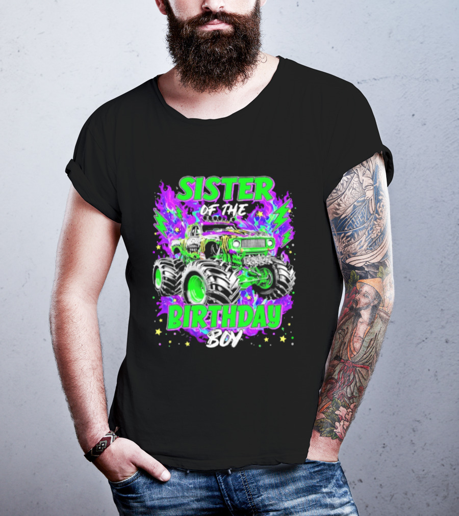 Sister Of The Birthday Boy Monster Truck Madness T-Shirt