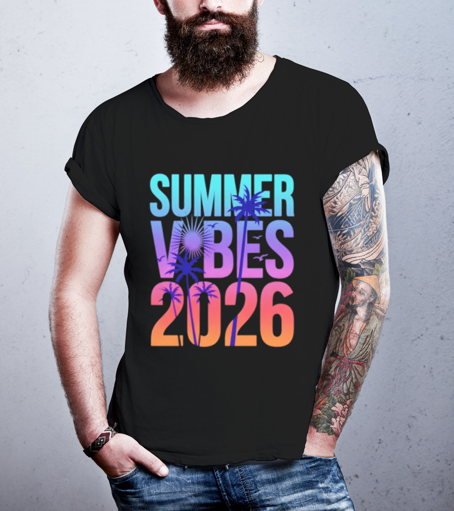 Summer Vibes 2026 Sunset Palm Trees And Tropical T-Shirt