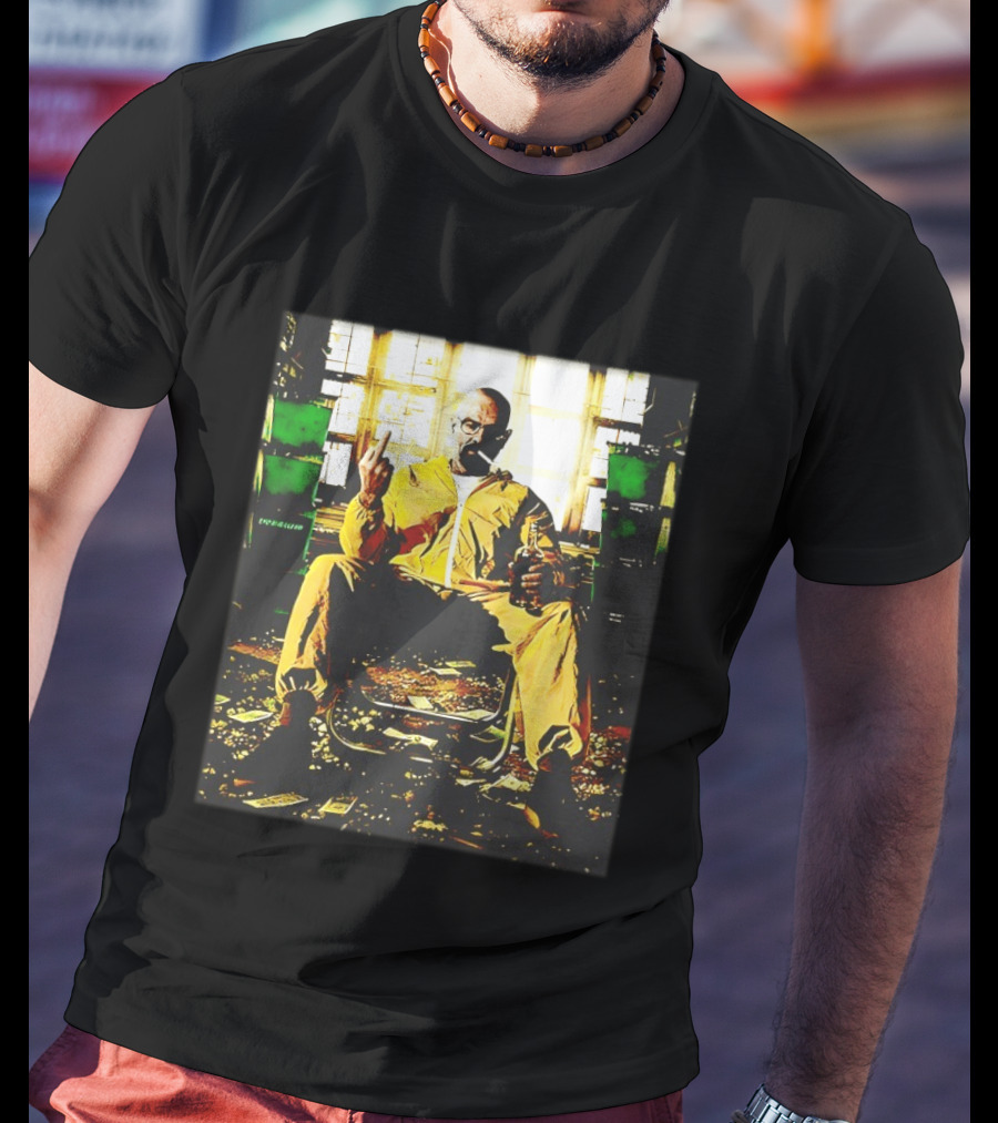 Breaking Bad Walter White Iconic Yellow Suit Middle Finger Scene T-Shirt