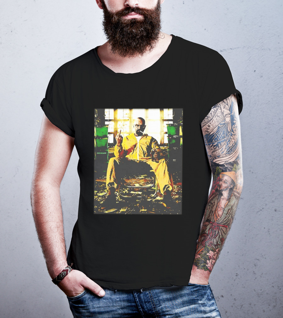 Breaking Bad Walter White Iconic Yellow Suit Middle Finger Scene T-Shirt
