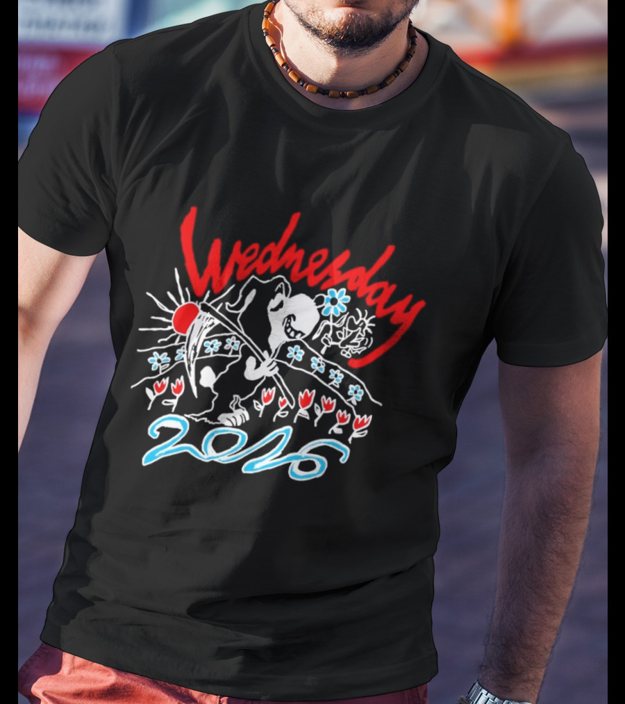 Wednesday 2026 Red Sun Blue Flowers Tour T-Shirt