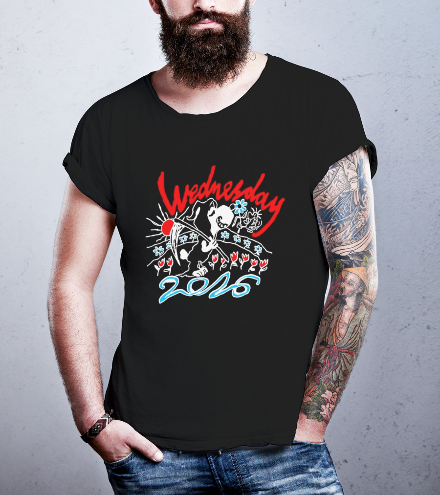 Wednesday 2026 Red Sun Blue Flowers Tour T-Shirt