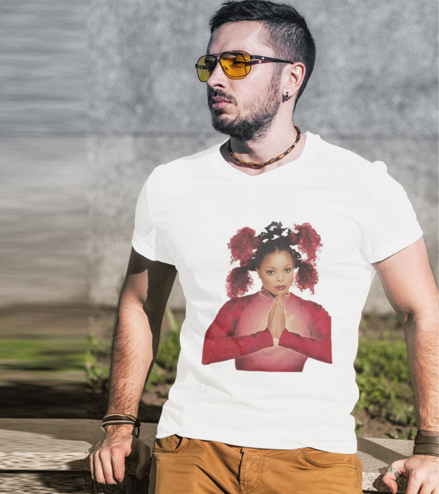 1999 Janet Jackson Velvet Rope Tour Red Outfit Praying Hands T-Shirt