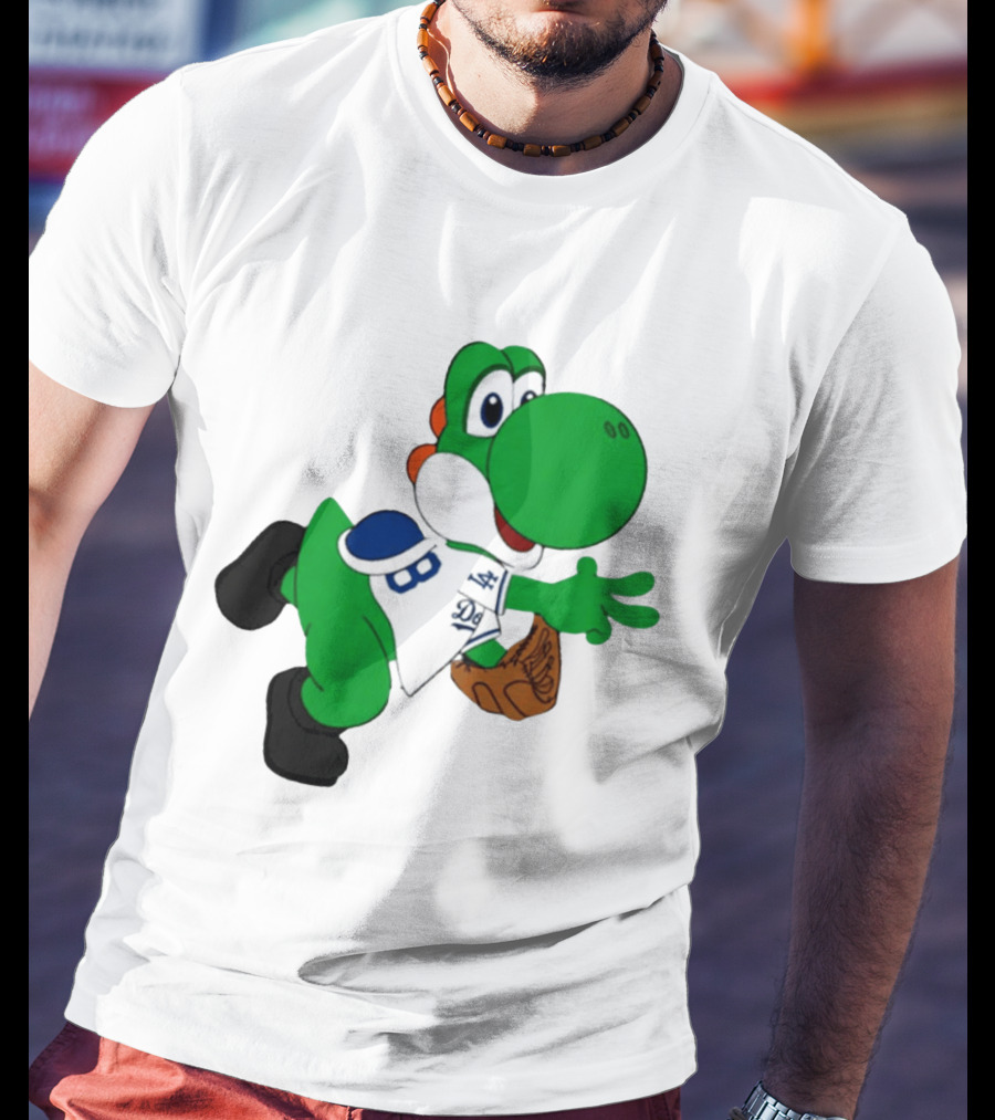 Los Angeles Dodgers Green Dinosaur Cartoon Character Toddler Staple T-Shirt