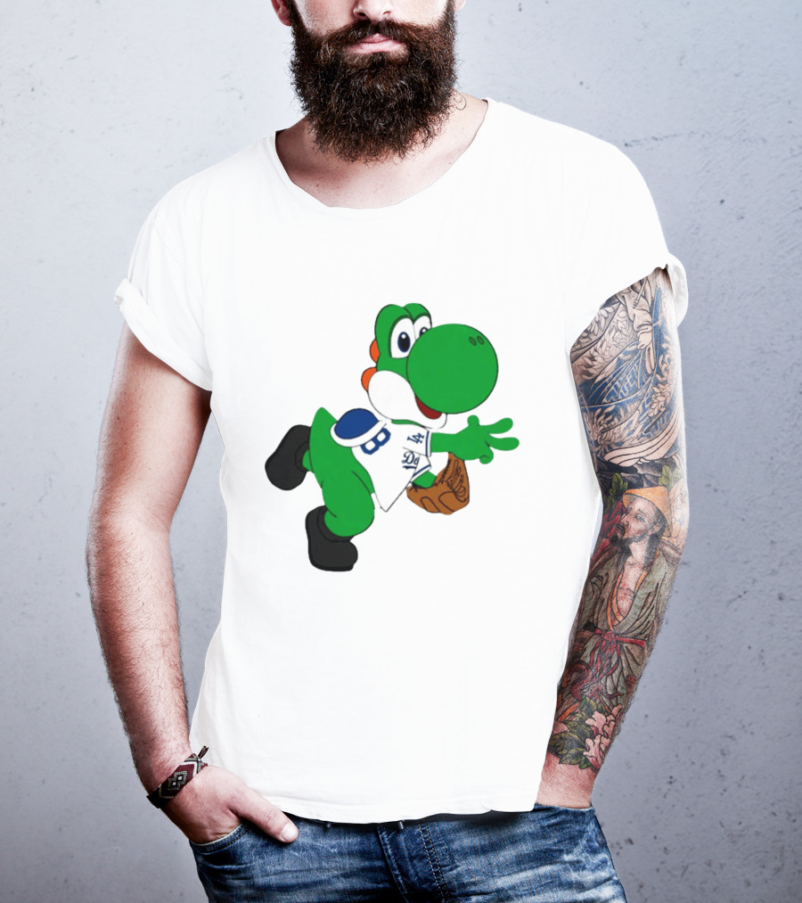 Los Angeles Dodgers Green Dinosaur Cartoon Character Toddler Staple T-Shirt