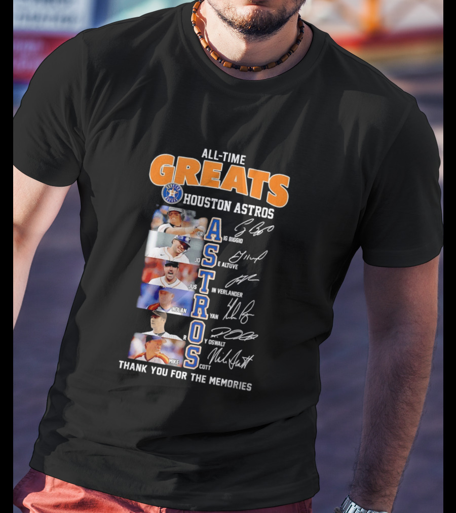 All Time Greats Houston Astros Names Signatures Thank You For The Memories T-Shirt