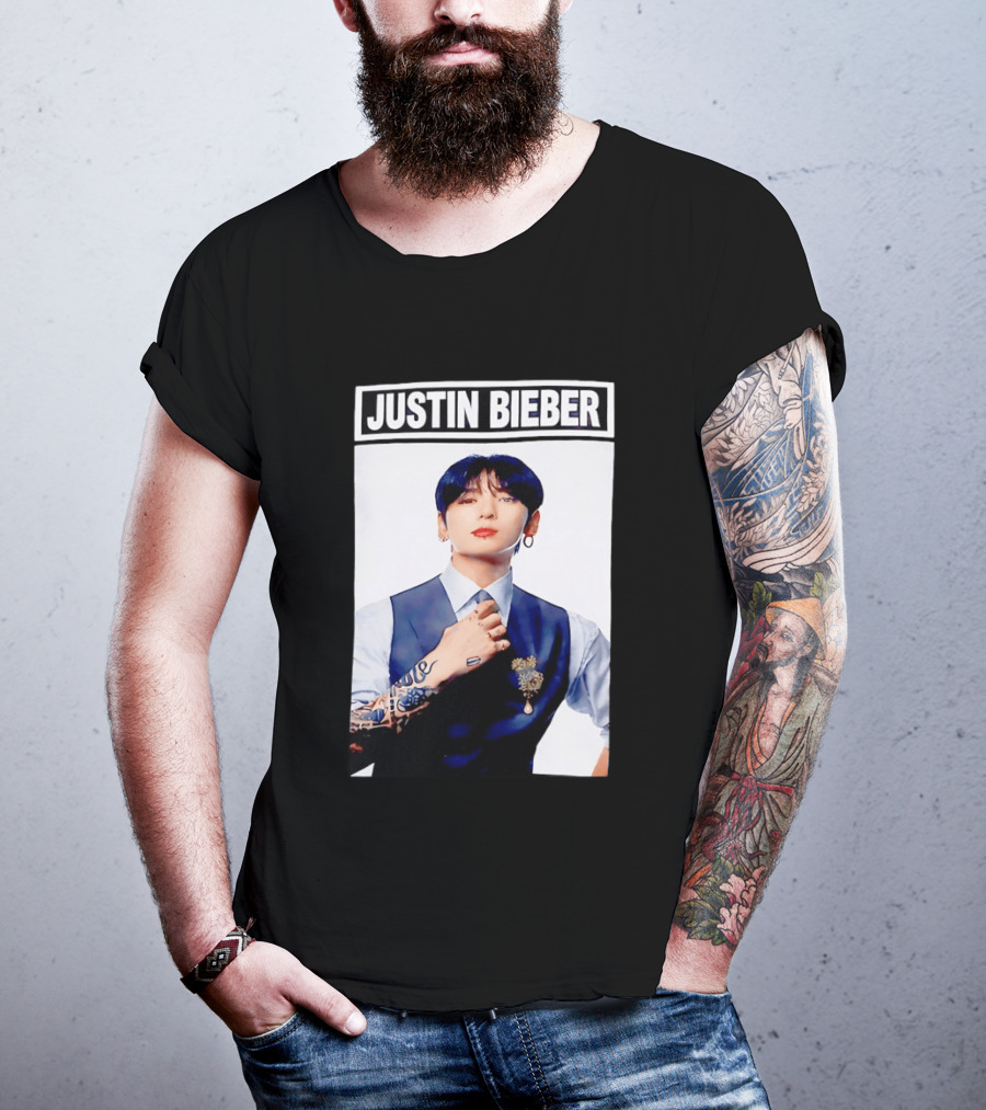 Justin Bieber Jungkook Wearing Suit Tattoo T-Shirt