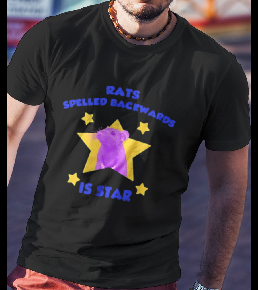 Rats Spelled Backwards Is Star Purple Mouse Yellow Stars T-Shirt