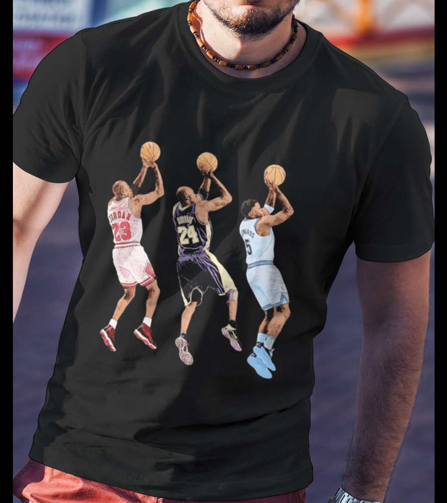 Michael Jordan Kobe Bryant Anthony Edwards Basketball Legends No. 23 No. 24 No. 1 T-Shirt