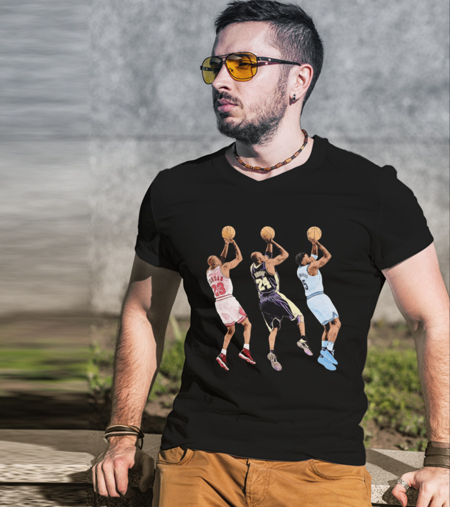 Michael Jordan Kobe Bryant Anthony Edwards Basketball Legends No. 23 No. 24 No. 1 T-Shirt