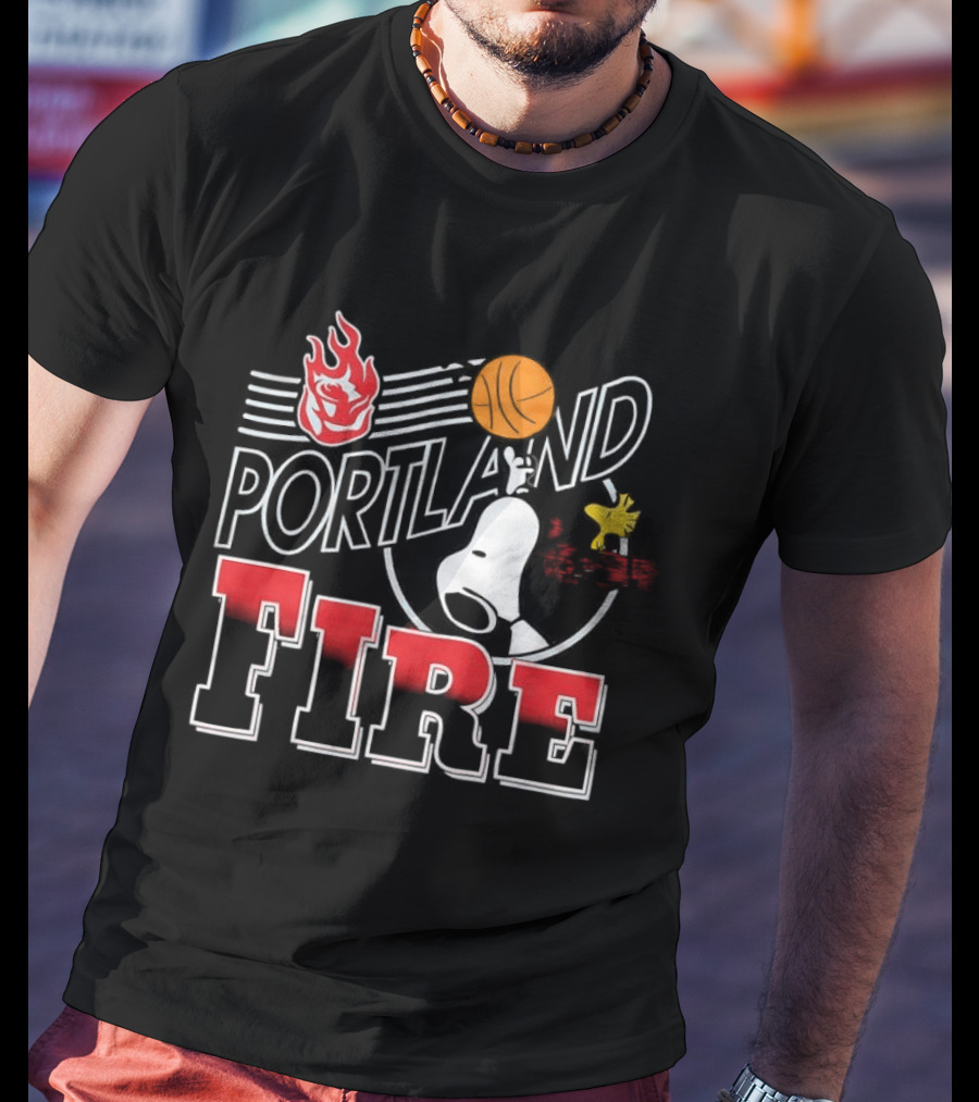 Snoopy Peanuts Portland Fire WNBA Collaboration T-Shirt