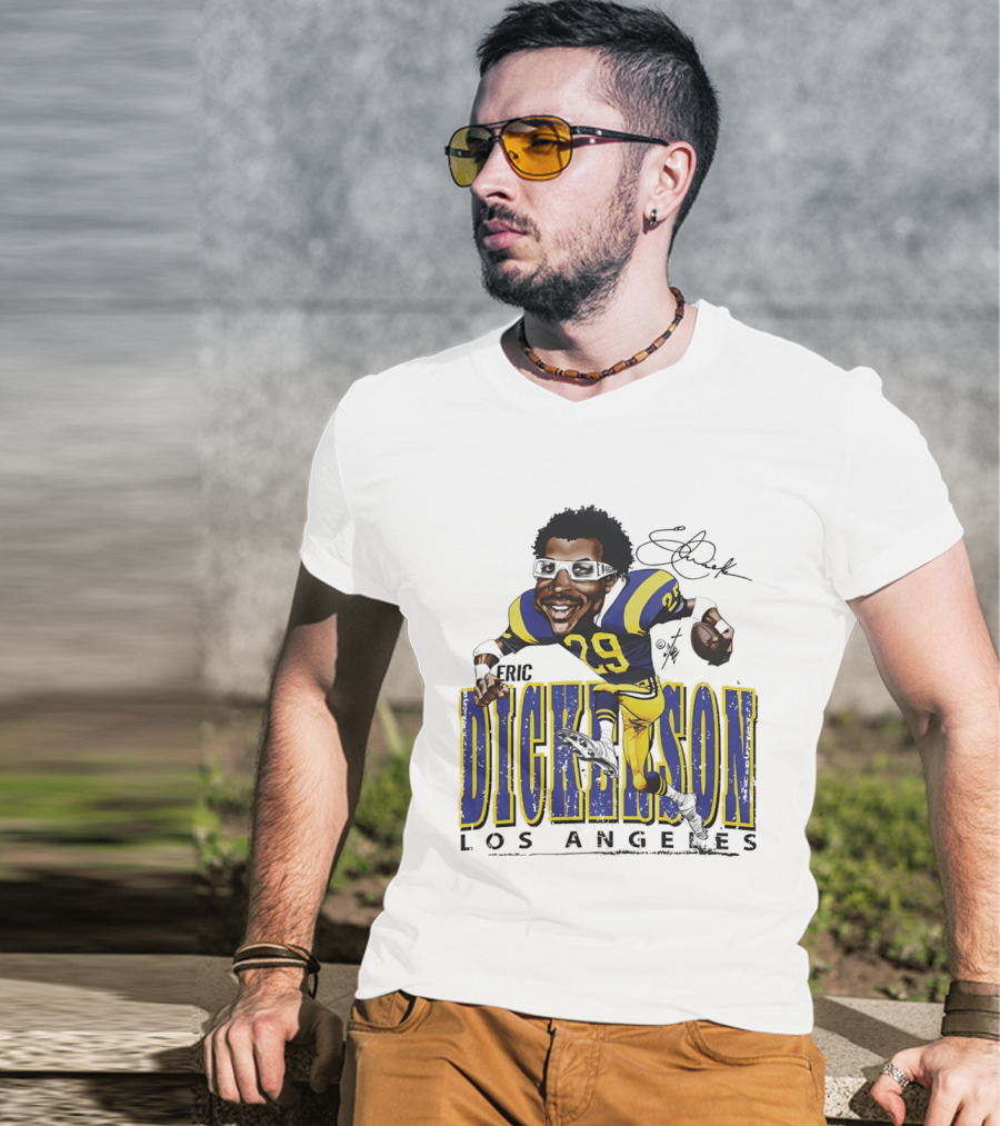 Eric Dickerson Los Angeles Rams Cartoon Running Back T-Shirt