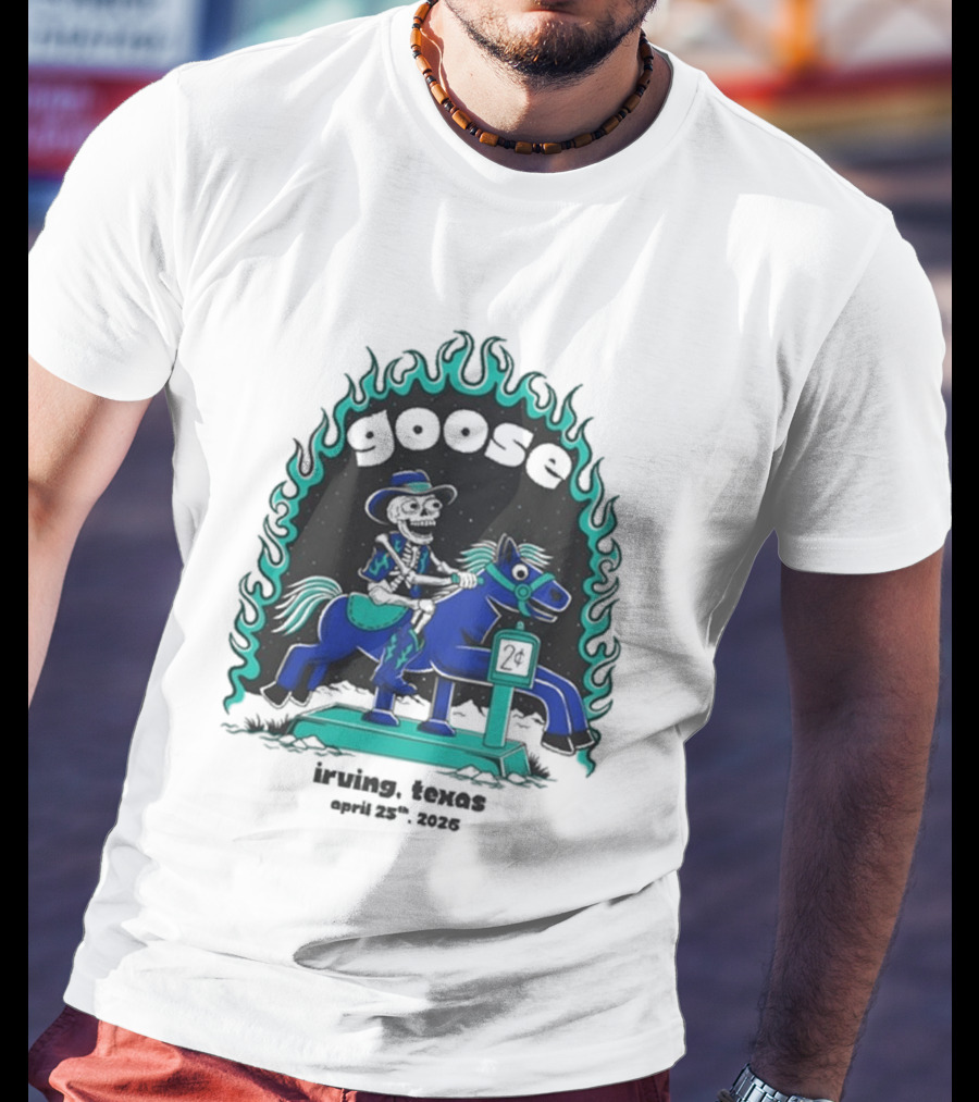 Goose Irving Texas April 25 2026 Tour Cowboy And Horse Neon Flames T-Shirt