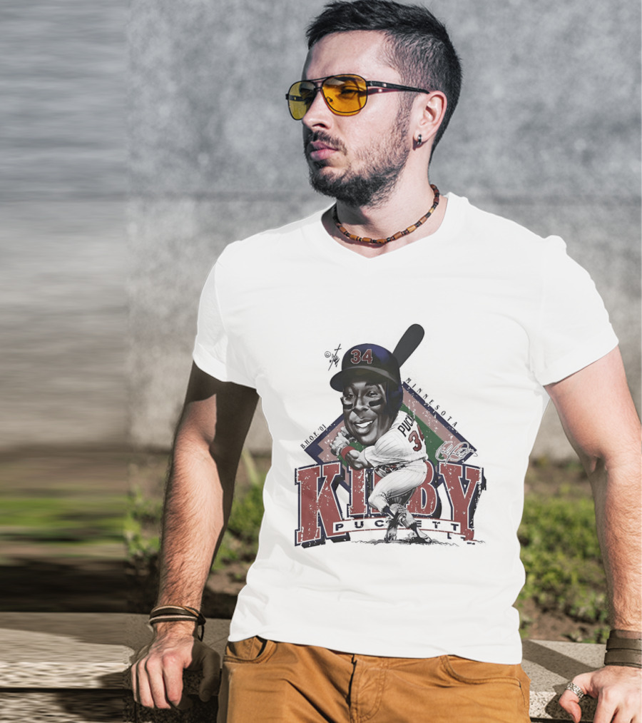 Kirby Puckett 34 Minnesota Twins Baseball Cartoon T-Shirt