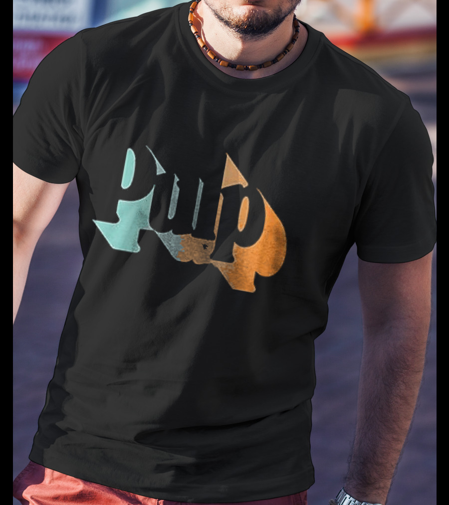 Here Comes More Pulp Dates Retro Style Text In Blue And Orange T-Shirt