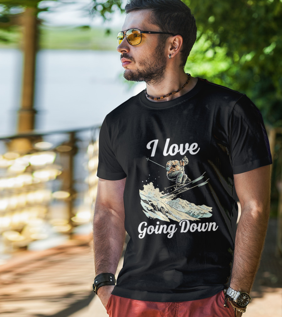 I Love Going Down Skiing Skier Jumping T-Shirt