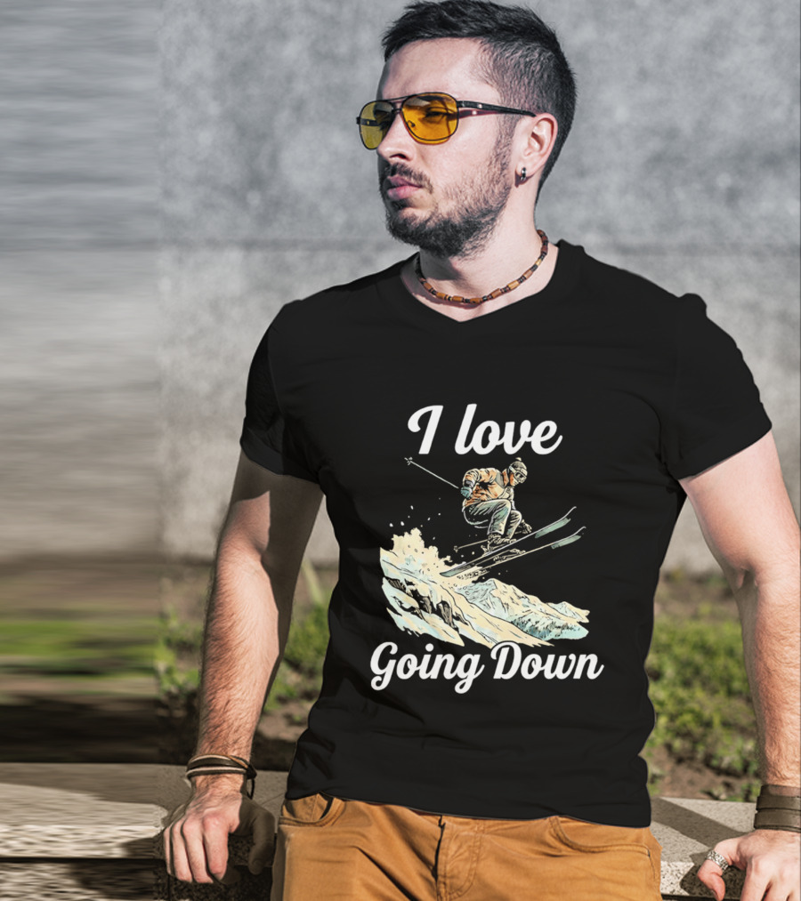 I Love Going Down Skiing Skier Jumping T-Shirt