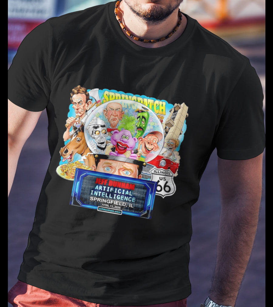 Jeff Dunham Artificial Intelligence Tour Springfield IL Illinois US 66 Characters T-Shirt
